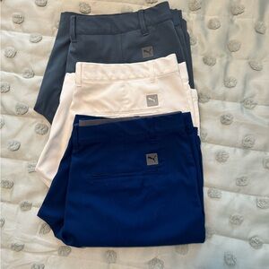 Puma Men's Athletic Shorts - Dark Gray, White, and Blue